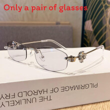 (Silver Light Gray)Summer Womens Blue Light Glasses With Rhinestone Decoration For Office Wear