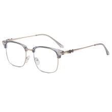 (Gray Transparent)Retro Square Frame Blue Light Glasses With Antireflective Coating Business For