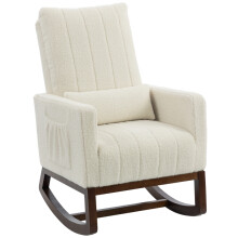 Adult Rocking Chair with Lumbar Pillow, Cream White