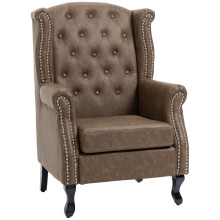 HOMCOM Brown Wingback Accent Chair