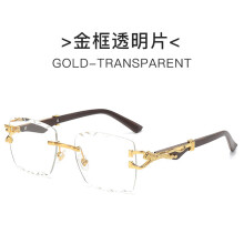 (Transparent)Cheetah Logo Metal Frame Sunglasses With Uv400 For Summer Parties Daily Wear