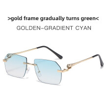 (Gradient Green)Leopard Pattern Fashion Sunglasses With Pc Lenses For Driving Outdoor Activities
