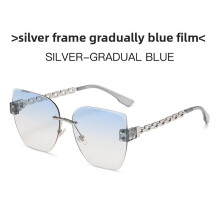 (Silver Blue )Silver Metal Frame Retro Sunglasses With Grey Pc Lenses For Style Casual