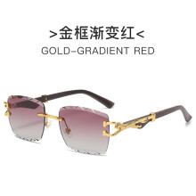 (Red Gradient)Cheetah Logo Metal Frame Sunglasses With Uv400 For Summer Parties Daily Wear