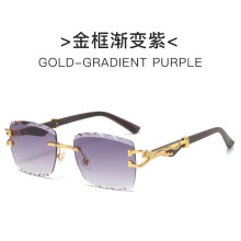 (Gray Gradient)Cheetah Logo Metal Frame Sunglasses With Uv400 For Summer Parties Daily Wear