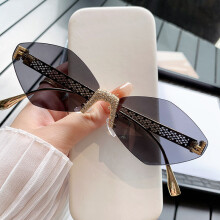 (Black Gray)Óculos de sol sem moldura minimalista letra F com antiuv para festas de uso diário e