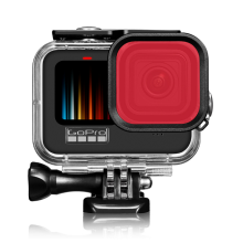 Lila Tauchfilter mit wasserdichtem Gehäuse für GoPro 9/10/11/12 Red