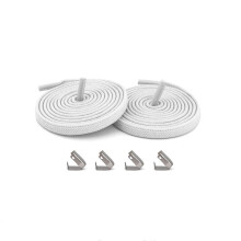 No Tie Flat Shoe lisser Elastiske skolisser med spenne White