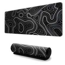 Stor musematte - Skrivebordspute med topografisk design Black M