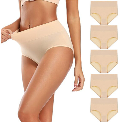 Hoge taille slips (5-pack) Beige XL