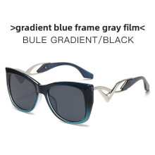 (Blue Black)Highstyle Cat Eye Sunglasses With Gradient Tints For Urban And Leisure Looks
