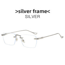 (Silver)Unisex Square Optical Glasses With Antiblue Light Pc Lenses For Everyday Wear