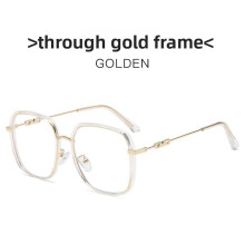(Clear Gold)Trendy Clear Lens Eyewear With Pc Frame For Faceshaping Blue Light Protection