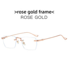 (Rose Gold)Unisex Square Optical Glasses With Antiblue Light Pc Lenses For Everyday Wear