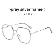 (Silver Gray)Trendy Clear Lens Eyewear With Pc Frame For Faceshaping Blue Light Protection