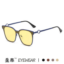 (Blue Yellow)Trendsetting Metal Square Sunglasses With Uv Protection For Street Photography