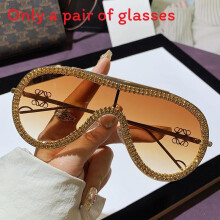 (Double Tea)No Ip Modern Metal Rimless Sunglasses With Rhinestone Decoration For Outings