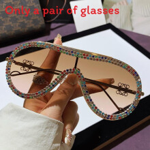 (Tea Powder)No Ip Modern Metal Rimless Sunglasses With Rhinestone Decoration For Outings