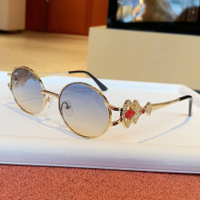 (Blue Yellow)Classic Oval Sun Glasses Metal Construction Uv400 Antiglare For Travel Wear