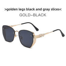 (Black Gray)Modern Polyhedral Sunglasses With Pink Lenses For Travel And Casual Outings