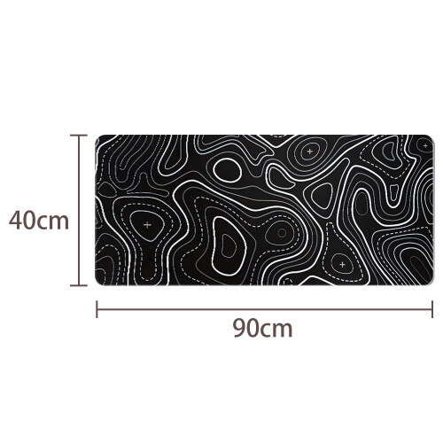 Stor musemåtte - Skrivebordspude med topografisk design Black M 1