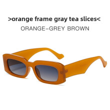(Orange Gray)Minimalist Geometric Square Sunglasses With Gray Lenses For Daily Travel Fashion