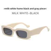 (Ivory Black Gray)Minimalist Geometric Square Sunglasses With Gray Lenses For Daily Travel Fashion