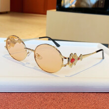 (Champagne)Classic Oval Sun Glasses Metal Construction Uv400 Antiglare For Travel Wear