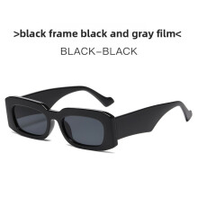(Black Gray)Minimalist Geometric Square Sunglasses With Gray Lenses For Daily Travel Fashion