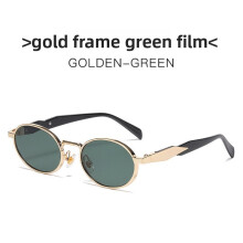 (Green)Metal Frame Oval Sunglasses With Grey Lenses And Uv Protection Office For