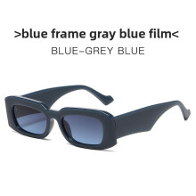 (Blue Gray)Minimalist Geometric Square Sunglasses With Gray Lenses For Daily Travel Fashion