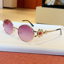 (Purple Blue)Classic Oval Sun Glasses Metal Construction Uv400 Antiglare For Travel Wear
