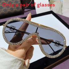 (Full Gray)No Ip Modern Metal Rimless Sunglasses With Rhinestone Decoration For Outings