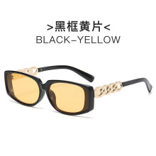 (Yellow Yellow)Womens Square Chain Sunglasses With Uv400 Lenses For Travel Accessory And