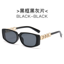 (Black Gray)Womens Square Chain Sunglasses With Uv400 Lenses For Travel Accessory And