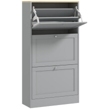 (Grey, Engineered Wood) Modern 3-Drawer Shoe Cabinet - Grey