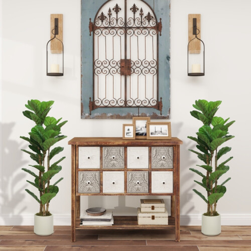 2x Artificial Fiddle Leaf Fig Trees - 120cm 1