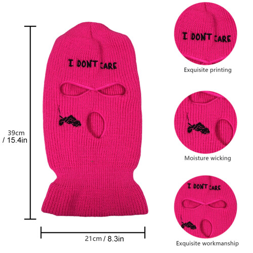 Gefütterte, gestrickte Sturmhaube, 3 Löcher, Ski, 2