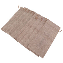 10Pcs Jute Wine Bags, 14 X 6 1/4 Inches Hessian Numbered Wine Bottle Gift Bags with Drawstring for Blind Wine Tasting (Brown)