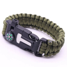 (Green)Tactical Survival Paracord Bracelets With Whistle For Outdoor Adventure Rescue