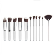 (11Pcs White Silver Fan)Makeup Brush Collection Foundation Eye Contouring Supplies Beauty Daily Use