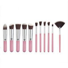 (11Pcs Pink Silver Fan )Makeup Brush Collection Foundation Eye Contouring Supplies Beauty Use Daily