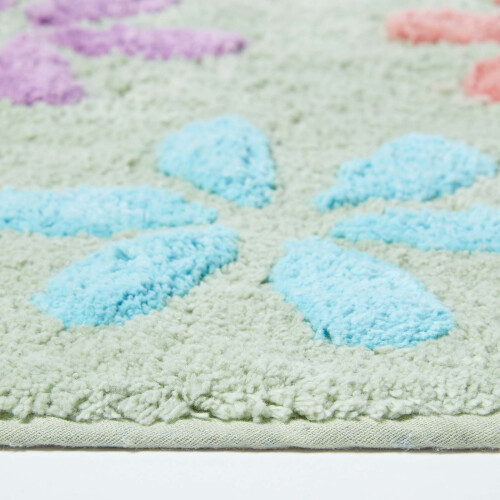 Homescapes Floral Multi Colour Cotton Bath Mat 1