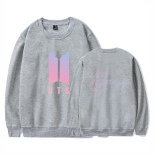 (Gray,M)Bts Pattern Printing Round Neck Long Sleeved Sweatshirt Unisex Clothing Fashion