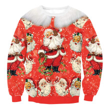 (Style 15,L)Red Ugly Xmas Christmas Sweater Vacation Santa Elf Novelly Women Men Sweatshirt