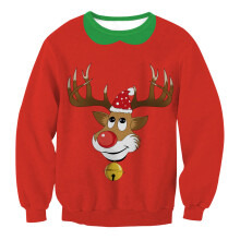 (Style 18,L)Red Ugly Xmas Christmas Sweater Vacation Santa Elf Novelly Women Men Sweatshirt