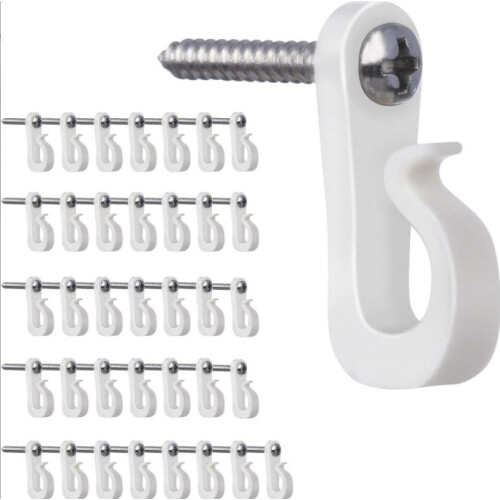 Light Hooks with Screws, 20-pack White 2