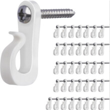 Light Hooks with Screws, 20-pack White
