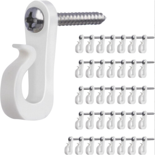 Light Hooks with Screws, 20-pack White