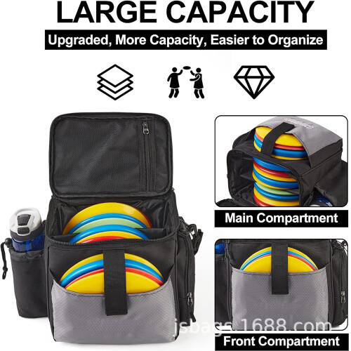 Disc Golf Bag for 13+ Discs, Water Bottle Holder 1